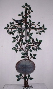 Grabkreuz Lebensbaum mit geschmiedeten Amseln