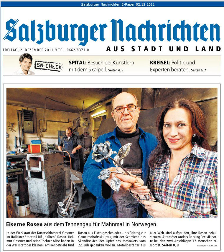 Artikel über Kunstschlosserei Gassner, Salzburger Nachrichten